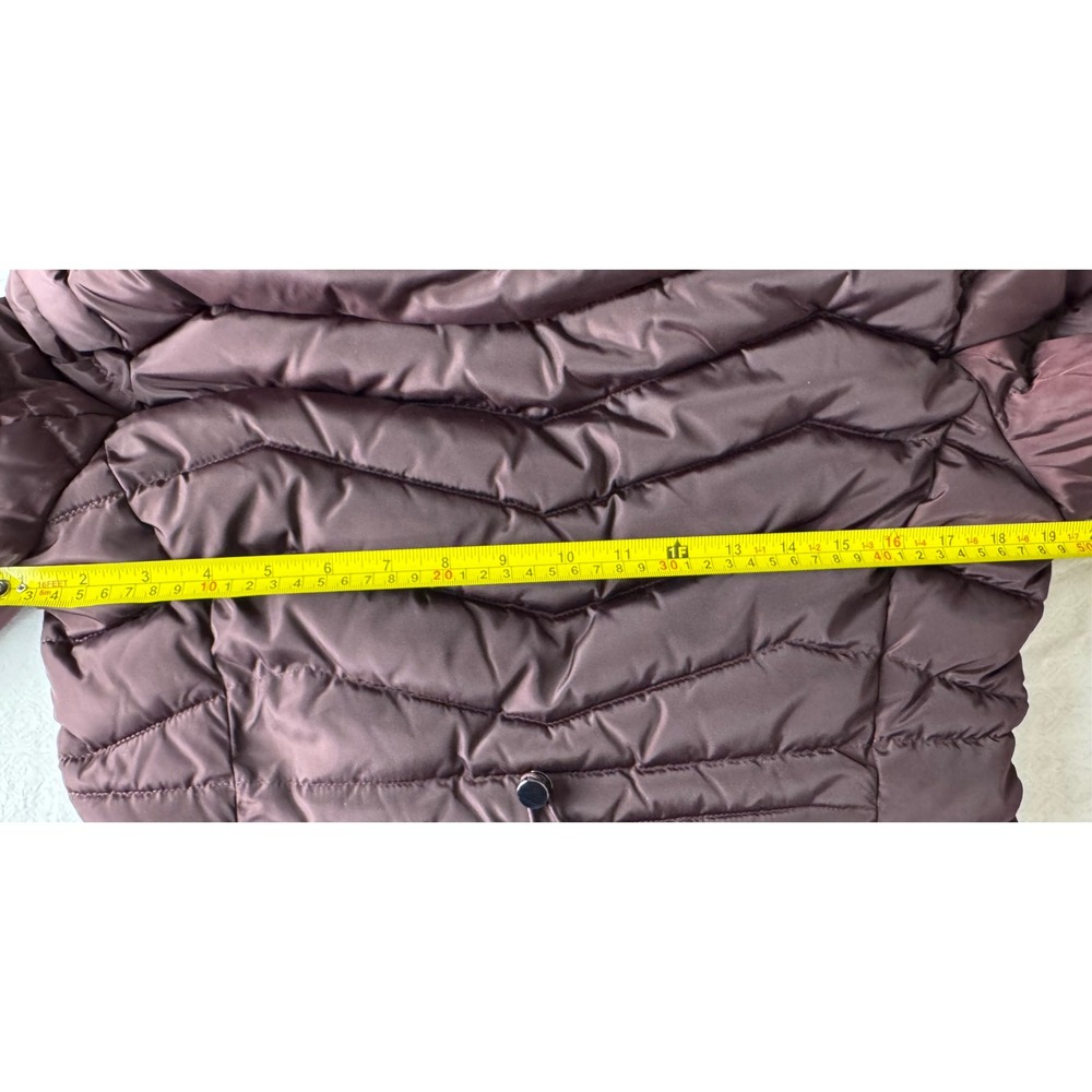 Laundry by Shelli Segal Puffer Coat Faux Fur Hood Burgundy Size‎ Small - Picture 7 of 9